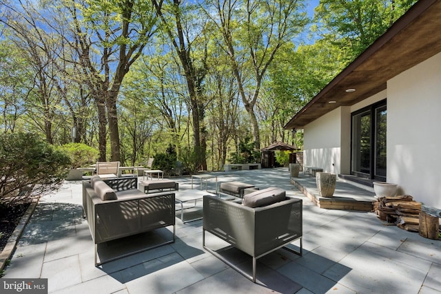 view of patio featuring an outdoor living space
