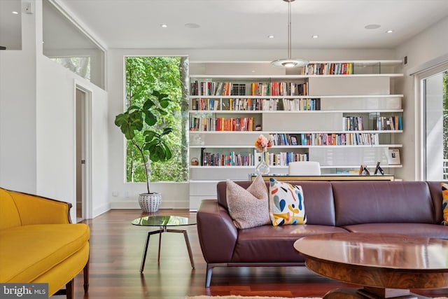 living area with wood finished floors
