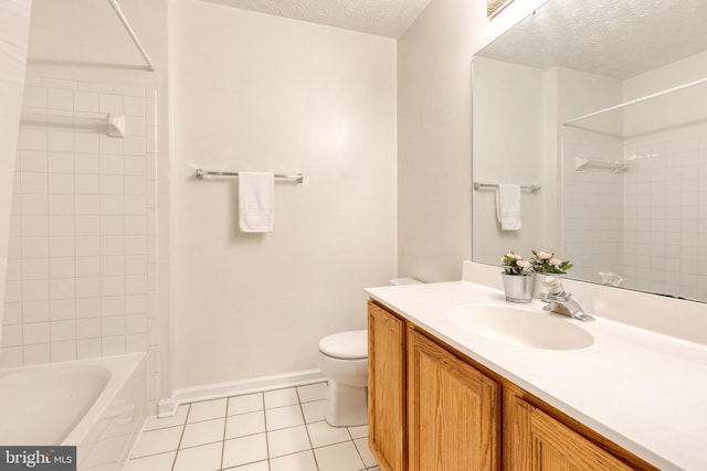 7 Silver Birch Ct, Owings Mills, MD 21117 - bathroom with tile patterned floors, a textured ceiling, vanity, and  shower combination