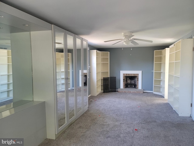 5895 Tibby Rd, Bensalem, PA 19020 - unfurnished living room featuring ceiling fan, carpet, and french doors