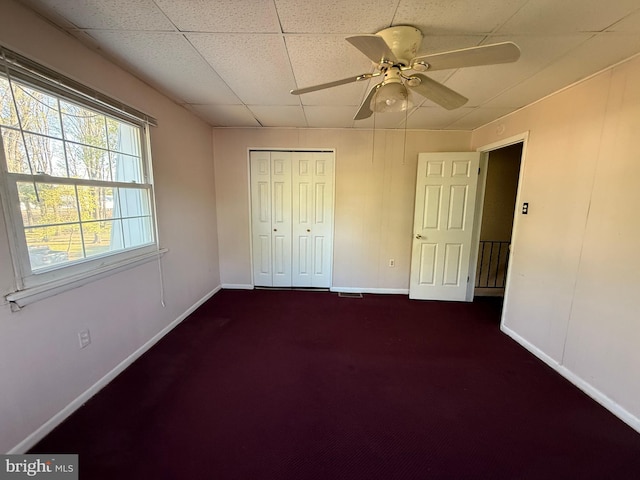 2218 Trenton Ave, Bristol, PA 19007 - unfurnished bedroom featuring baseboards, a closet, carpet, and ceiling fan