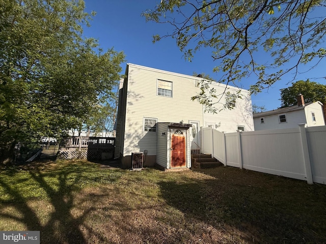 2218 Trenton Ave, Bristol, PA 19007 - back of property featuring a deck and central air condition unit