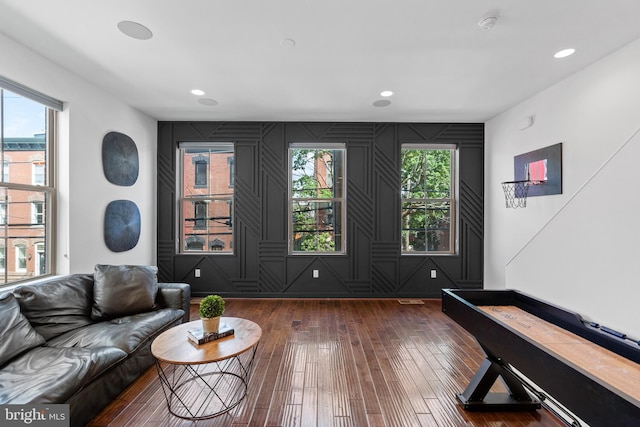 1424 S 4th St, Philadelphia, PA 19147 - playroom featuring dark wood finished floors and recessed lighting