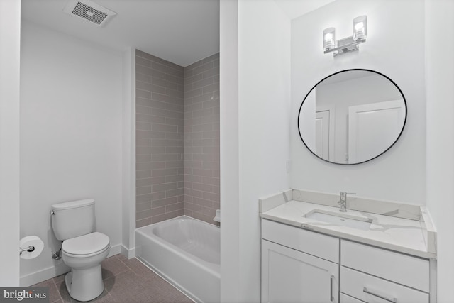 1424 S 4th St, Philadelphia, PA 19147 - full bathroom with toilet, baseboards, visible vents, tile patterned flooring, and vanity