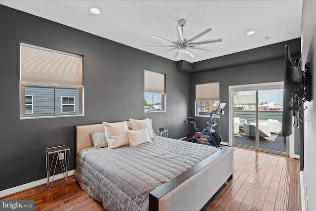 1424 S 4th St, Philadelphia, PA 19147 - bedroom with recessed lighting, access to outside, baseboards, and wood finished floors