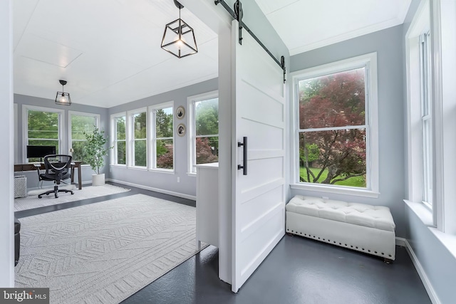 817 Golden Arrow St, Great Falls, VA 22066 - sunroom / solarium featuring a barn door and healthy amount of natural light