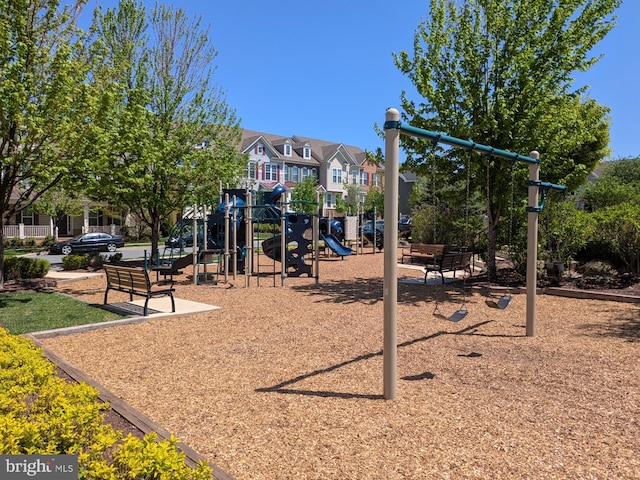 community playground featuring a residential view