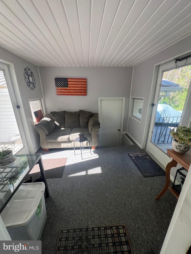 living room featuring plenty of natural light and carpet