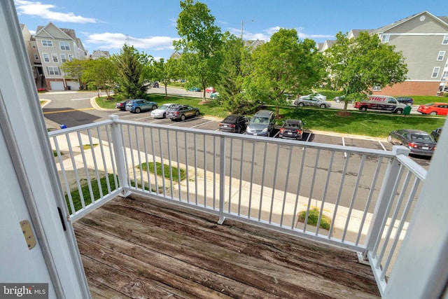 deck with a residential view