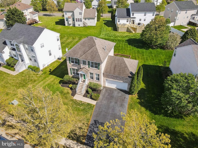 bird's eye view with a residential view