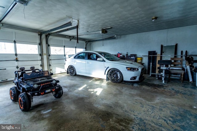 garage with a garage door opener