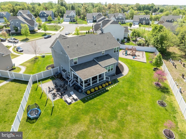 bird's eye view with a residential view