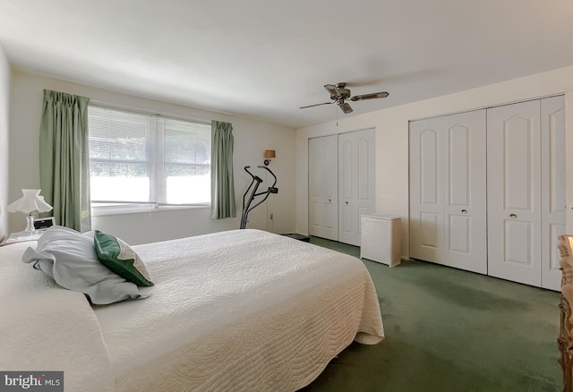 2422 Pinefield Rd, Waldorf, MD 20601 - carpeted bedroom with a ceiling fan and multiple closets