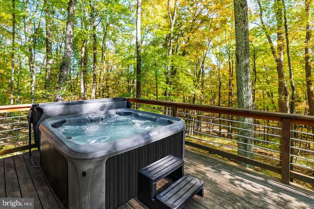 296 Mountainside Rd, Berkeley Springs, WV 25411 - deck with a hot tub