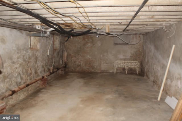 view of unfinished basement