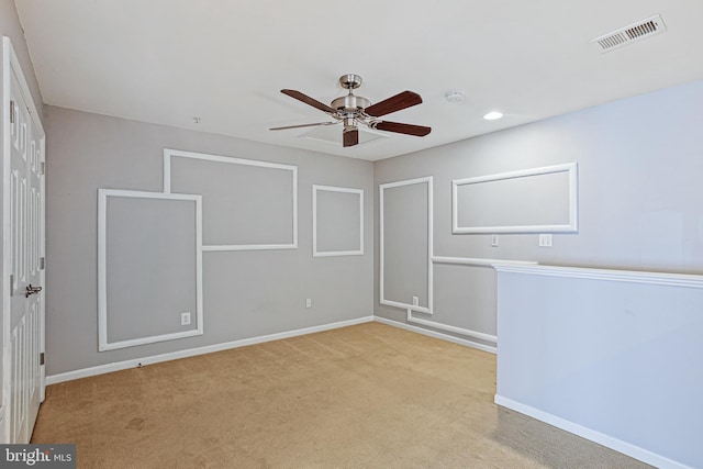 8004 Ink Berry Ct Unit D-3, Pasadena, MD 21122 - unfurnished room with visible vents, a ceiling fan, baseboards, and carpet floors