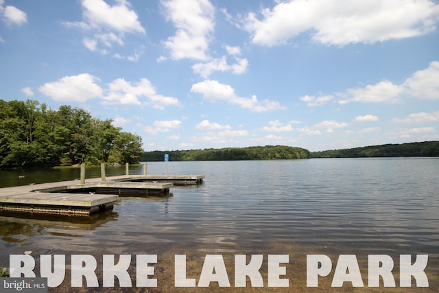 dock area featuring a water view