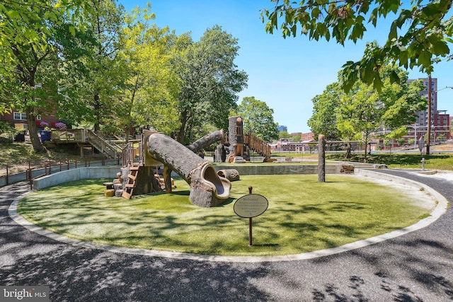 view of community featuring a yard and playground community