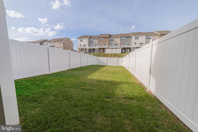 view of yard featuring a residential view and a fenced backyard
