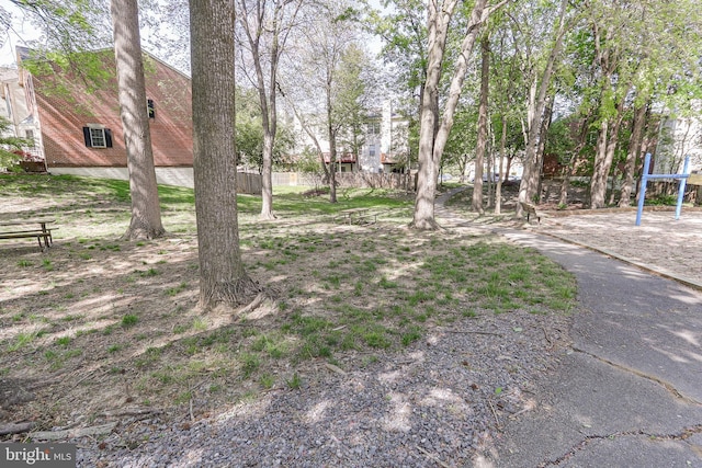 view of yard featuring fence