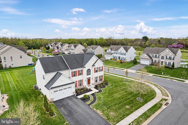 drone / aerial view with a residential view