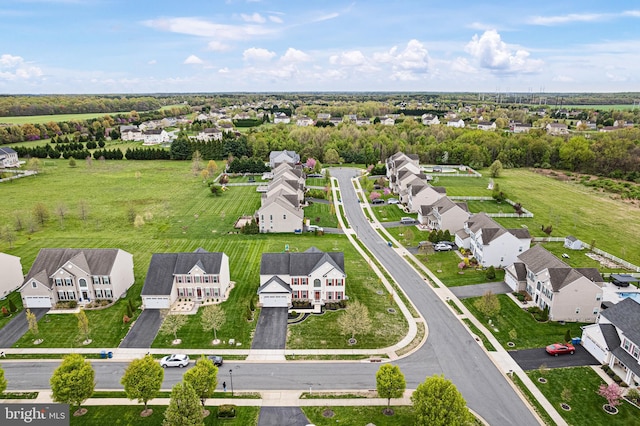 birds eye view of property with a residential view
