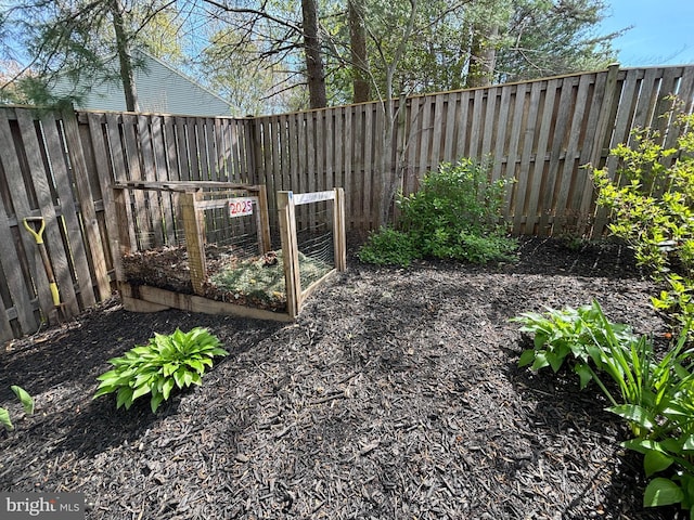 view of yard with a fenced backyard