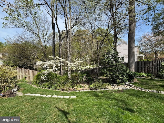 view of yard featuring fence