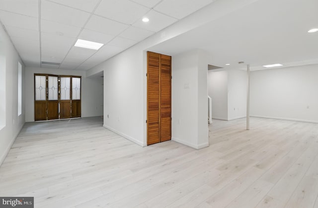 9116 John Way, Fairfax Station, VA 22039 - empty room featuring baseboards, light wood finished floors, a drop ceiling, and recessed lighting