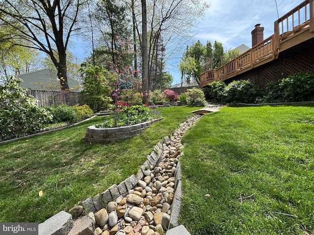 view of yard featuring fence