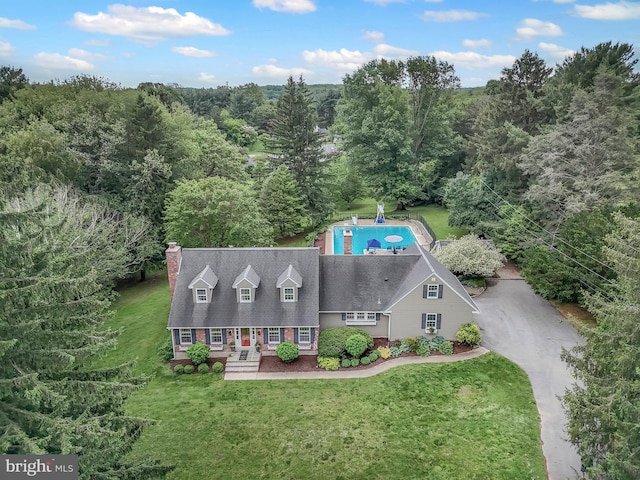 318 Longwood Rd, Kennett Square, PA 19348 - view from above of property with a forest and a pool