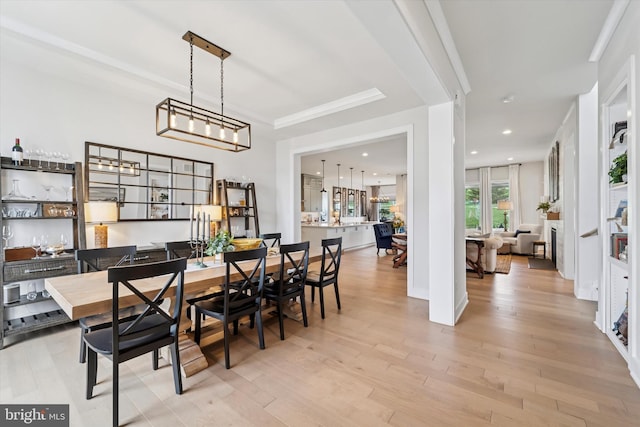 dining room with light wood finished floors