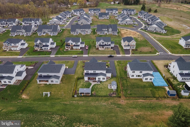 aerial view with a residential view