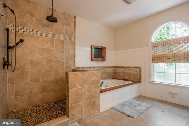 7645 E Longfield Dr, Hebron, MD 21830 - bathroom with a walk in shower, tile patterned flooring, and a garden tub