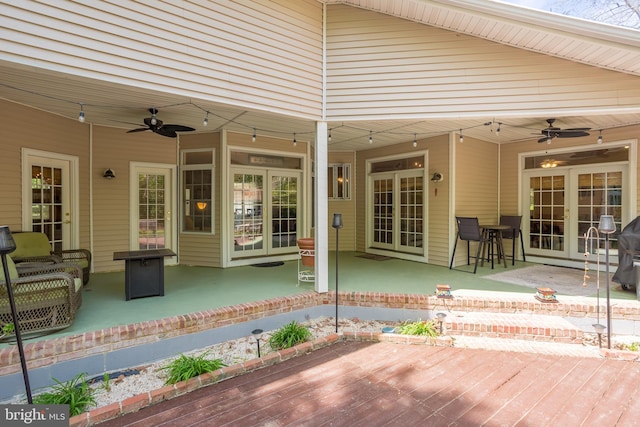 7645 E Longfield Dr, Hebron, MD 21830 - deck with a ceiling fan, a patio area, and french doors