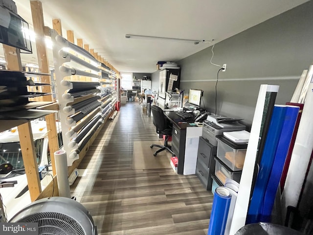 office space with wood finished floors