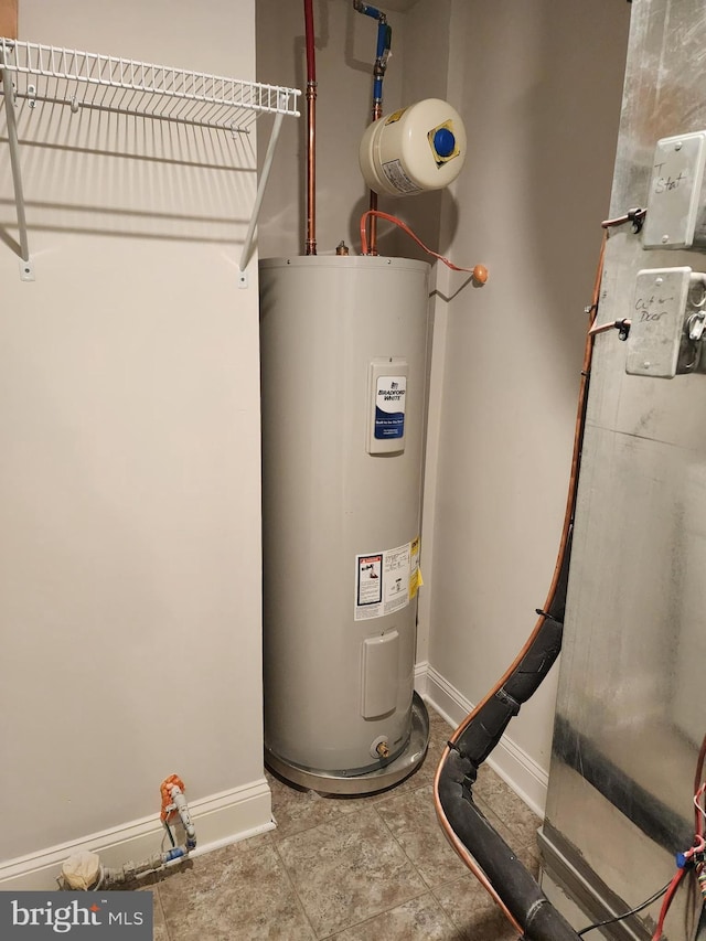 utility room with water heater