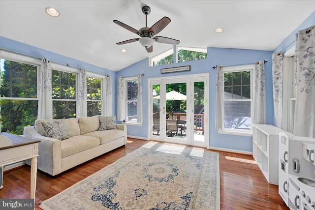 7707 W Dr, Glen Burnie, MD 21060 - sunroom with french doors, vaulted ceiling, and healthy amount of natural light