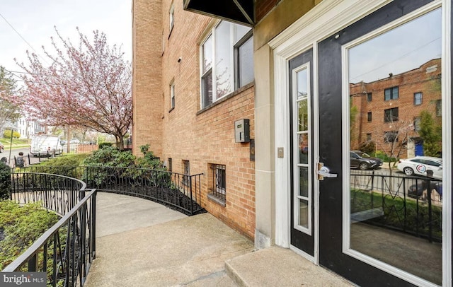 view of home's exterior featuring brick siding