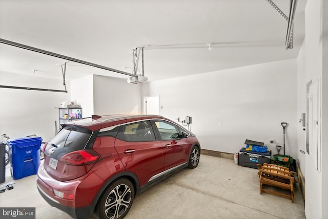 garage with a garage door opener
