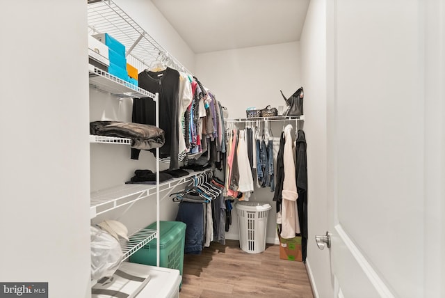 spacious closet with wood finished floors