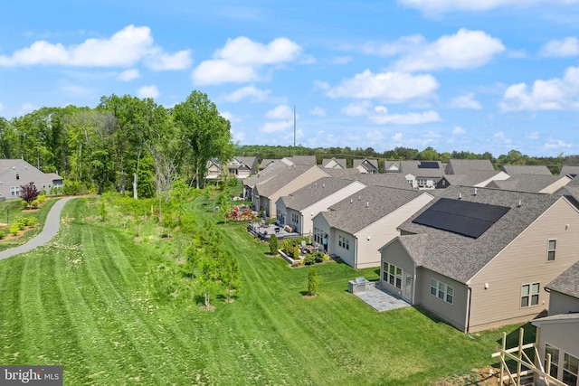 drone / aerial view with a residential view