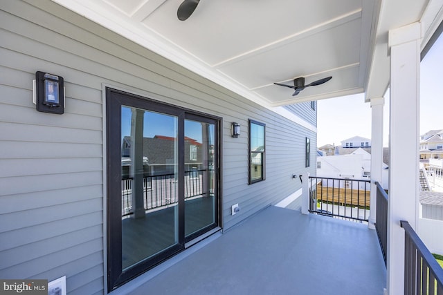 balcony with ceiling fan