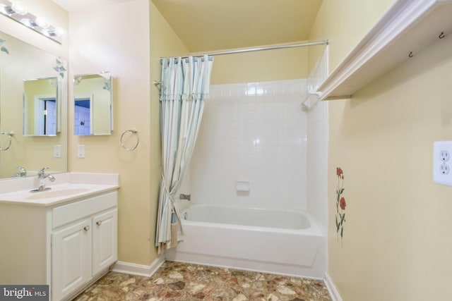 2013 Rudy Serra Dr Unit 2D, Eldersburg, MD 21784 - full bath featuring baseboards, shower / bathtub combination with curtain, and vanity