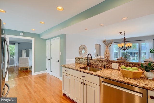 4255 Darleigh Rd, Baltimore, MD 21236 - kitchen with stainless steel appliances, a sink, a chandelier, healthy amount of natural light, and recessed lighting