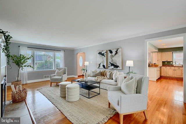 4255 Darleigh Rd, Baltimore, MD 21236 - living area with crown molding, light wood-style floors, healthy amount of natural light, and baseboards