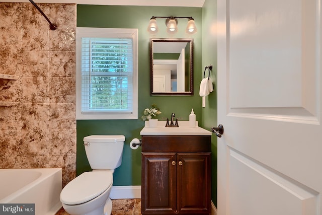 4255 Darleigh Rd, Baltimore, MD 21236 - bathroom featuring vanity, toilet, baseboards, and shower / bathtub combination