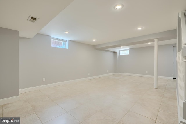 4255 Darleigh Rd, Baltimore, MD 21236 - below grade area with recessed lighting, baseboards, and light tile patterned floors