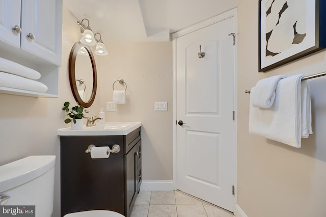 4255 Darleigh Rd, Baltimore, MD 21236 - half bathroom featuring vanity, baseboards, toilet, and tile patterned flooring