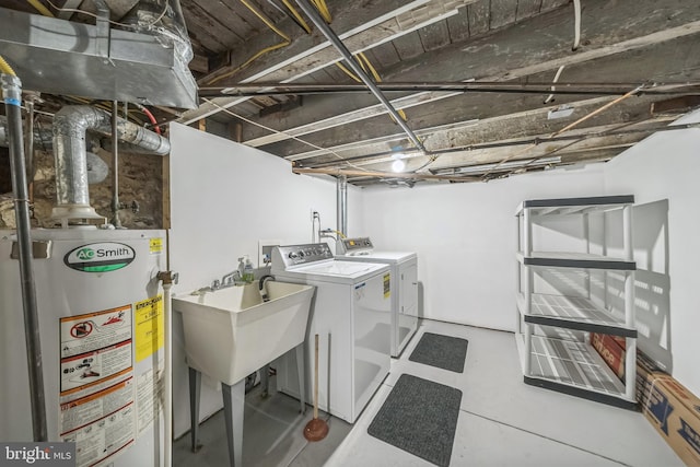 2426 S Chadwick St, Philadelphia, PA 19145 - laundry room featuring laundry area, washer and clothes dryer, and water heater